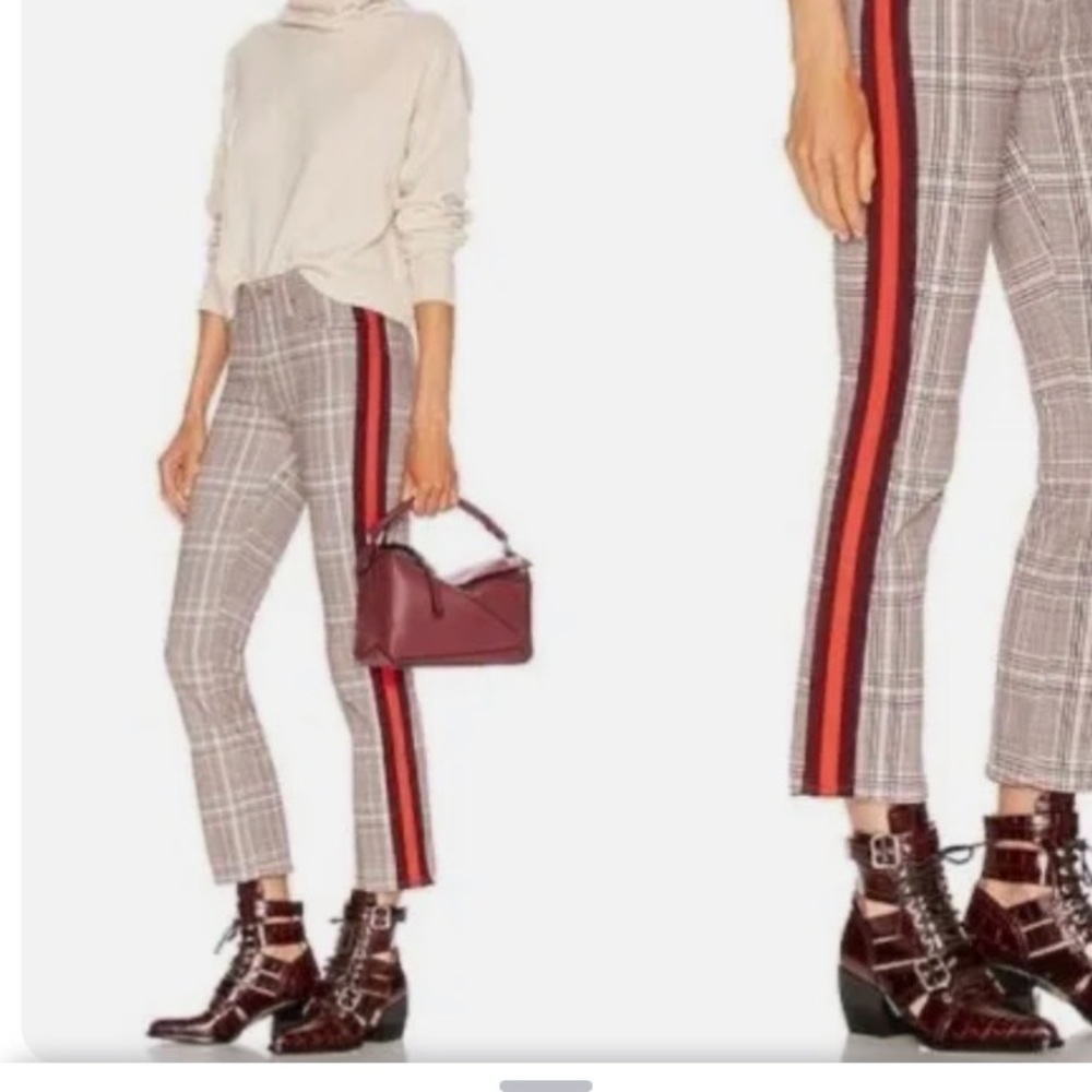 EUC MOTHER The Insider Plaid Jeans with Orange & Plum Side Stripes Size 27 - Picture 8 of 16